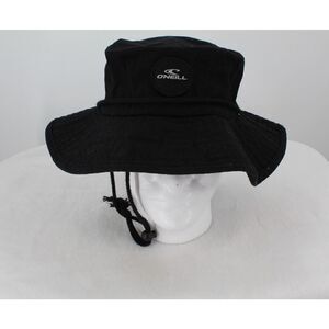 O'Neill Unisex Booney Hat ONE SIZE Black Wide Drawstring Bucket Embroidered